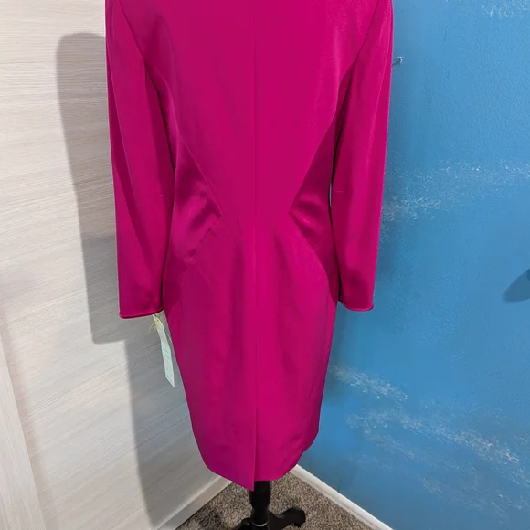STARINGTON Vintage Pink Sheath Dress Long Sleeve Crew Neck, size 8, 100% silk - Picture 6 of 12